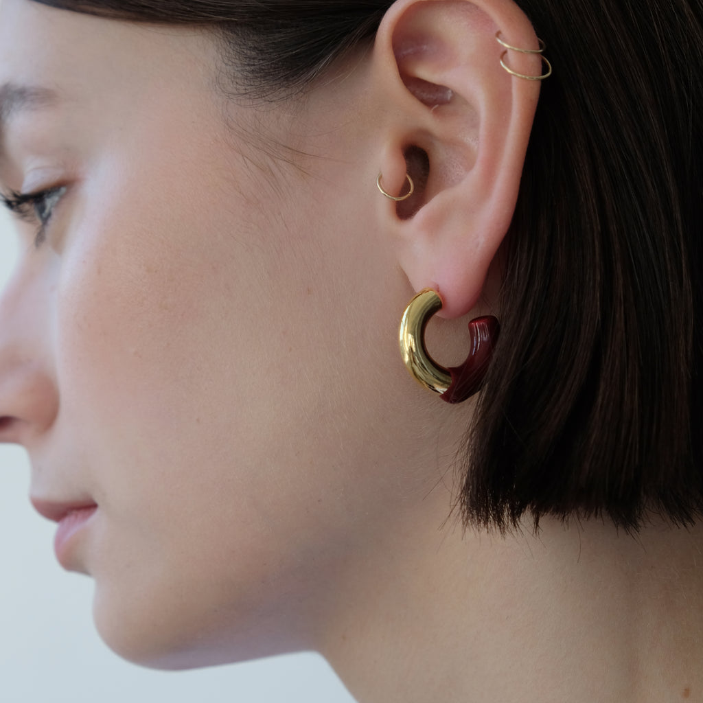 Enamel Dipped Hoops Maroon